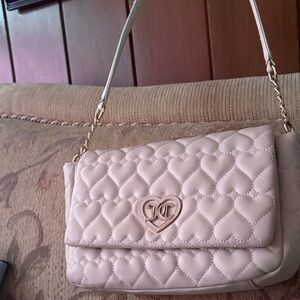 Juicy Couture Cream Heart Quilted Shoulder Bag